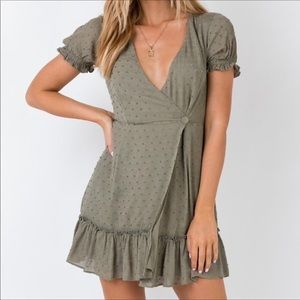 MinkPink Elsi Crinkle Wrap Dress